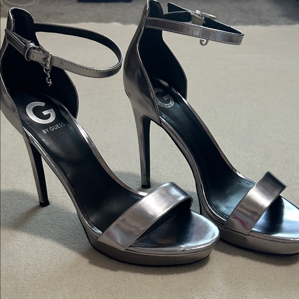 Guess Shiny Silver Heels